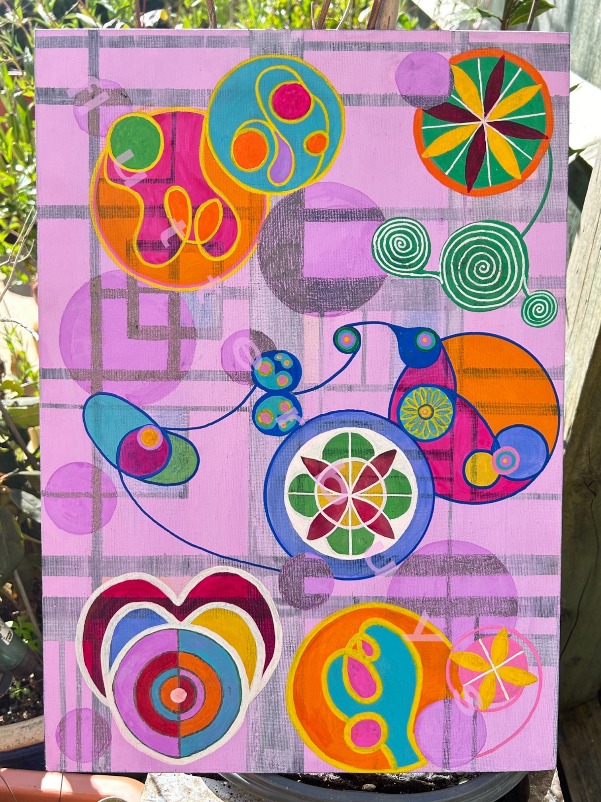 Mondrian and Hilma af Klint Fusion Art: Contrasting&nbsp;Elements